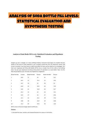 Analysis of Soda Bottle Fill Levels: Statistical Evaluation and Hypothesis Testing