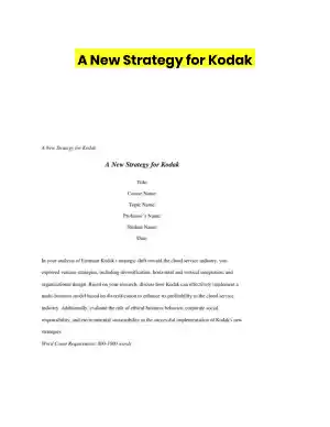 A New Strategy for Kodak