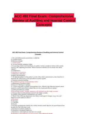 ACC 492 Final Exam: Comprehensive Review of Auditing and Internal Control Concepts