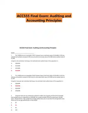 ACC555 Final Exam: Auditing and Accounting Principles