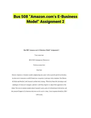 Bus 508 �Amazon.com�s E-Business Model� Assignment 2