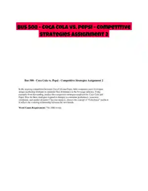 Bus 508 - Coca Cola vs. Pepsi - Competitive Strategies Assignment 2