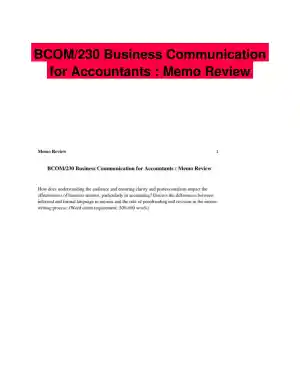 BCOM/230 Business Communication for Accountants : Memo Review