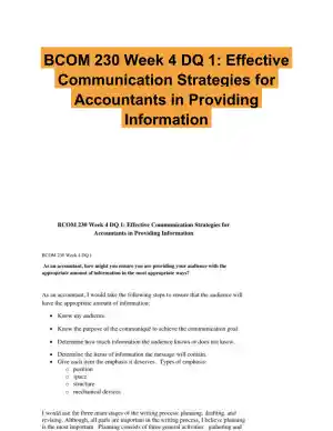 BCOM 230 Week 4 DQ 1: Effective Communication Strategies for Accountants in Providing Information