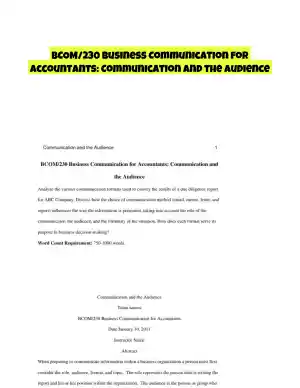 BCOM/230 Business Communication for Accountants: Communication and the Audience