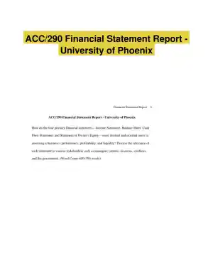 ACC/290 Financial Statement Report - University of Phoenix
