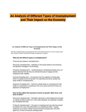 An Analysis of Different Types of Unemployment and Their Impact on the Economy