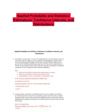 Applied Probability and Statistics: Estimations, Confidence Intervals, and Distributions
