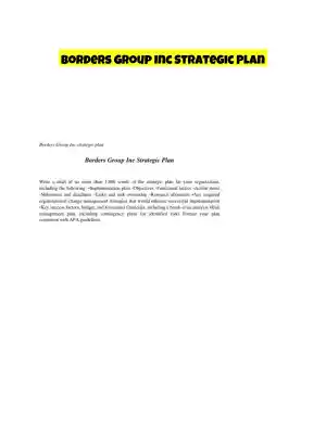 Borders Group Inc Strategic Plan