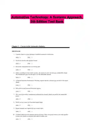 Automotive Technology: A Systems Approach, 5th Edition Test Bank