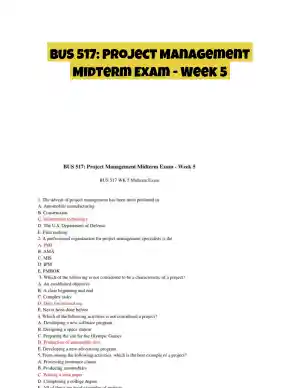 BUS 517: Project Management Midterm Exam - Week 5