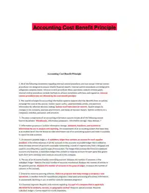 Accounting Cost Benefit Principle