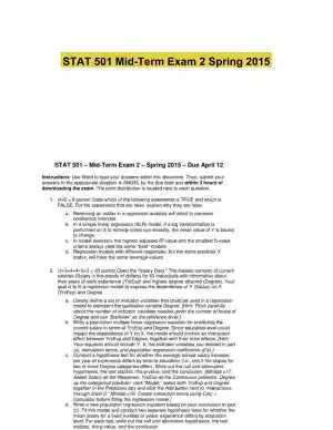 STAT 501 Mid-Term Exam 2 Spring 2015