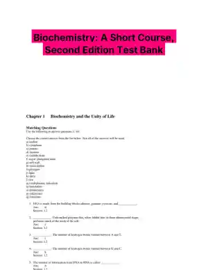 Biochemistry: A Short Course, Second Edition Test Bank