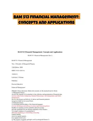 BAM 513 Financial Management: Concepts and Applications