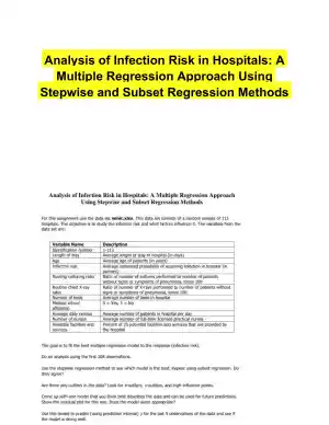 Analysis of Infection Risk in Hospitals: A Multiple Regression Approach Using Stepwise and Subset Regression Methods