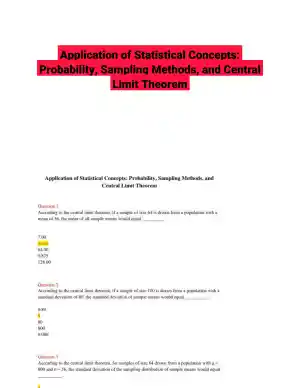 Application of Statistical Concepts: Probability, Sampling Methods, and Central Limit Theorem