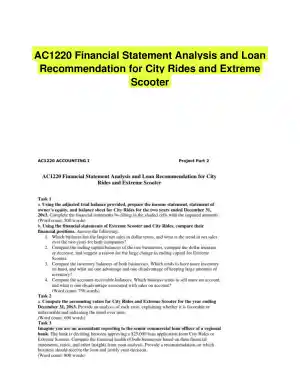 AC1220 Financial Statement Analysis and Loan Recommendation for City Rides and Extreme Scooter