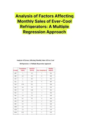 Analysis of Factors Affecting Monthly Sales of Ever-Cool Refrigerators: A Multiple Regression Approach