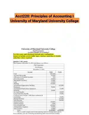 Acct220: Principles of Accounting I University of Maryland University College
