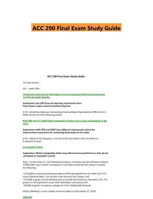 ACC 290 Final Exam Study Guide