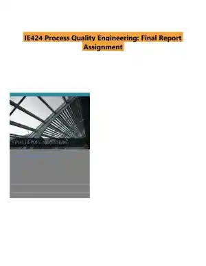 IE424 Process Quality Engineering: Final Report Assignment