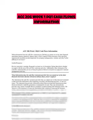 ACC 206 Week 1 DQ1 Cash Flows Information