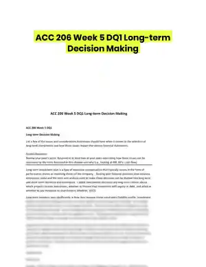 ACC 206 Week 5 DQ1 Long-term Decision Making