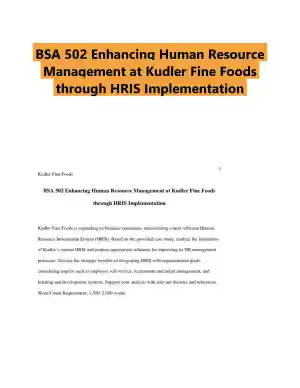 BSA 502 Enhancing Human Resource Management at Kudler Fine Foods through HRIS Implementation