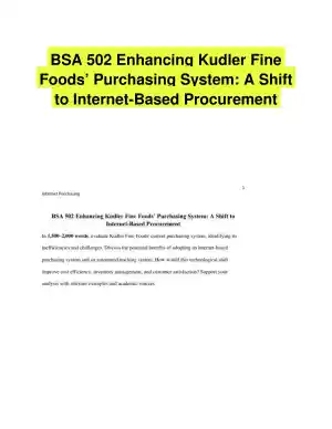 BSA 502 Enhancing Kudler Fine Foods� Purchasing System: A Shift to Internet-Based Procurement