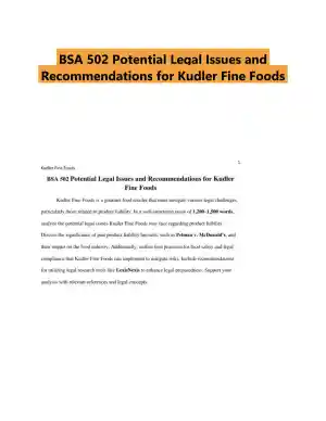 BSA 502 Potential Legal Issues and Recommendations for Kudler Fine Foods