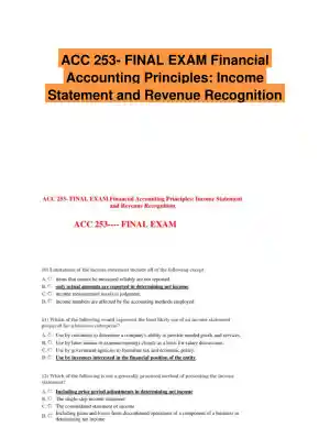 ACC 253- FINAL EXAM Financial Accounting Principles: Income Statement and Revenue Recognition