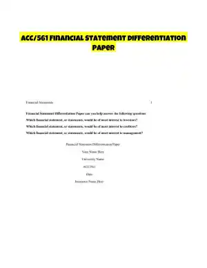 ACC/561 Financial Statement Differentiation Paper