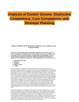 Analysis of Dunkin' Donuts: Distinctive Competence, Core Competence, and Strategic Planning