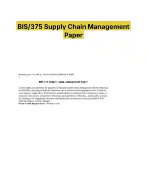 BIS/375 Supply Chain Management Paper