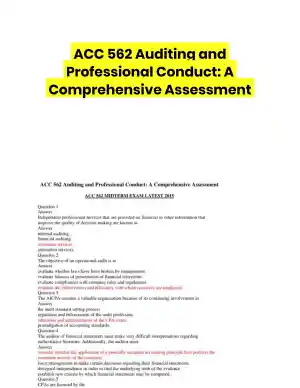ACC 562 Auditing and Professional Conduct: A Comprehensive Assessment