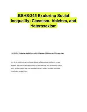 BSHS/345 Exploring Social Inequality: Classism, Ableism, and Heterosexism
