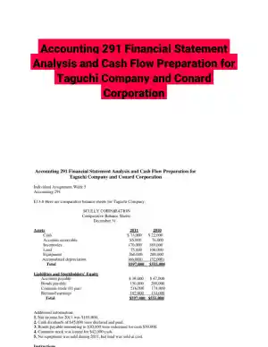 Accounting 291 Financial Statement Analysis and Cash Flow Preparation for Taguchi Company and Conard Corporation