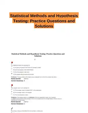 Statistical Methods and Hypothesis Testing: Practice Questions and Solutions