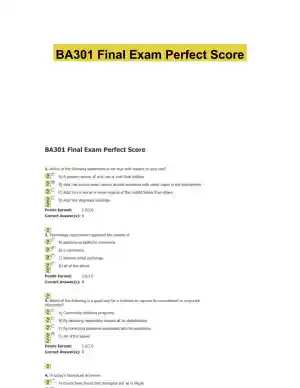 BA301 Final Exam Perfect Score