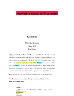 Marketing Research Final Exam