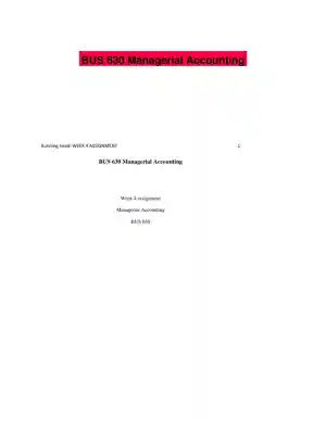 BUS 630 Managerial Accounting