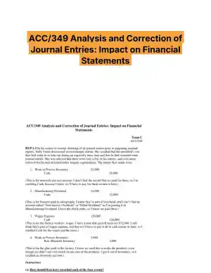 ACC/349 Analysis and Correction of Journal Entries: Impact on Financial Statements