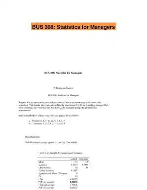 BUS 308: Statistics for Managers