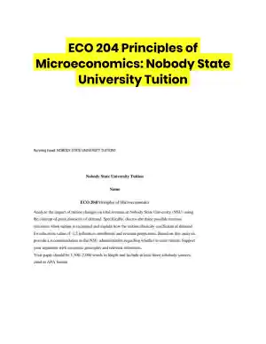 ECO 204 Principles of Microeconomics: Nobody State University Tuition