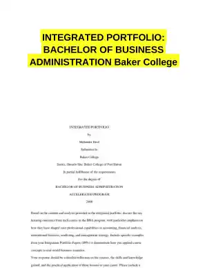 INTEGRATED PORTFOLIO: BACHELOR OF BUSINESS ADMINISTRATION Baker College