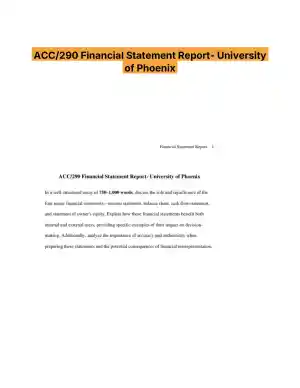 ACC/290 Financial Statement Report- University of Phoenix