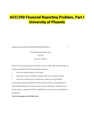 ACC/290 Financial Reporting Problem, Part I University of Phoenix