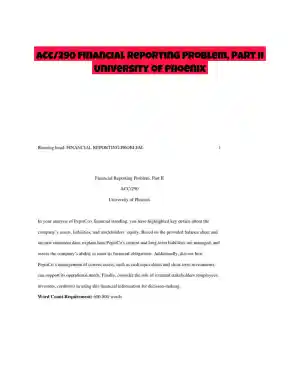 ACC/290 Financial Reporting Problem, Part II University of Phoenix