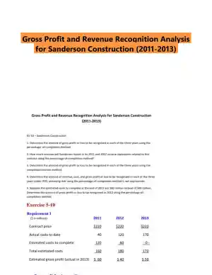 Gross Profit and Revenue Recognition Analysis for Sanderson Construction (2011-2013)